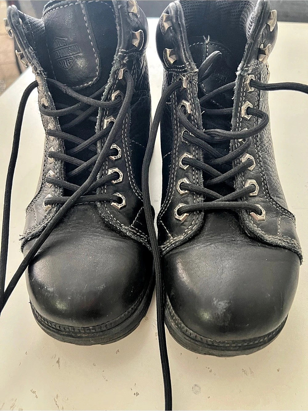 Harley-Davidson 8280 Black Leather Combat Boots US 7